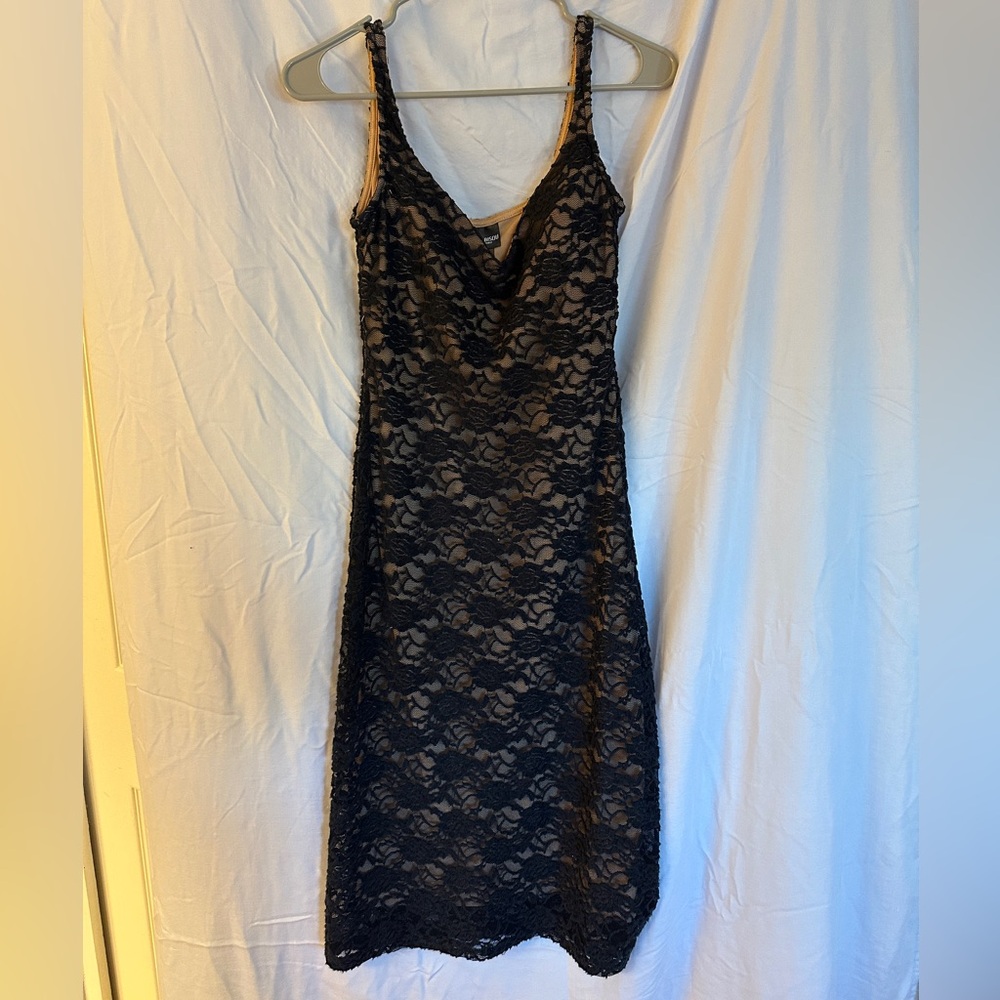 Bisou Bisou Black and Tan Dress